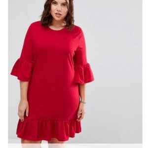 Deep Red Sweater Dress ASOS Curve